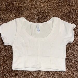 Aerie Cream Cap Sleeve Bustier Crop Top